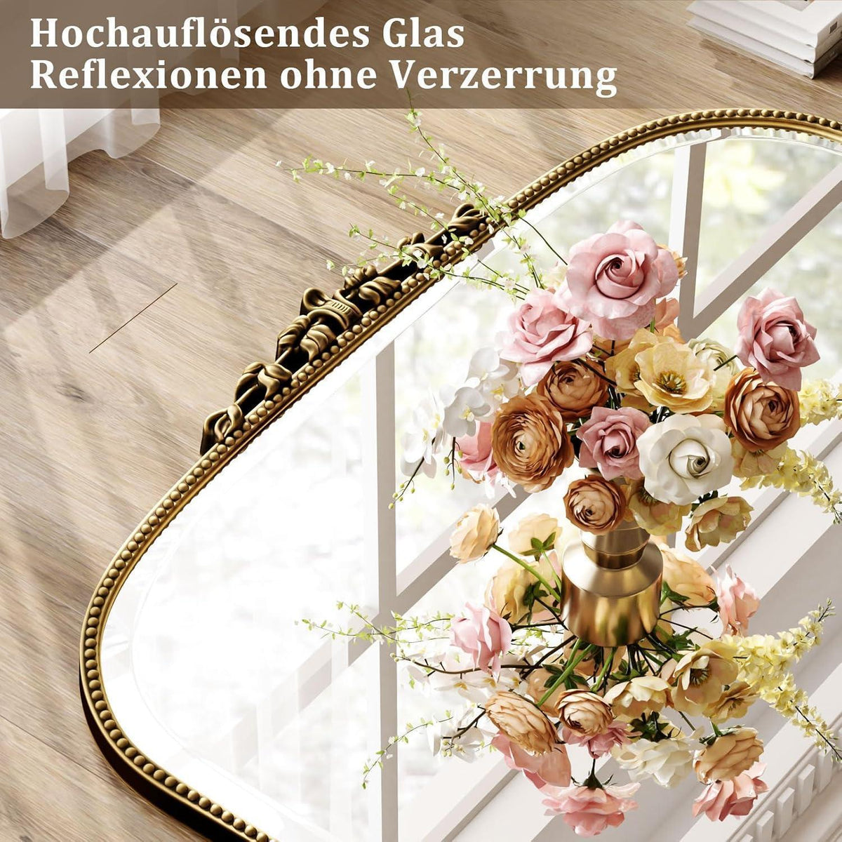 Vintage Wandspiegel 90x67cm, Barock Gold/Kupfer
