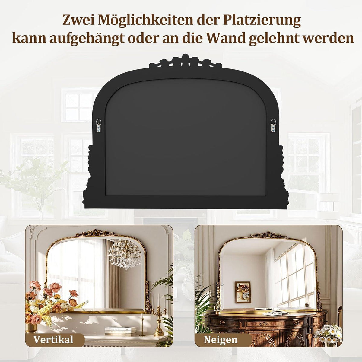 Vintage Wandspiegel 90x67cm, Barock Gold/Kupfer