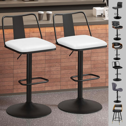 Verstellbarer Barhocker Set (2x) – Weiß, Komfort & Drehfunktion