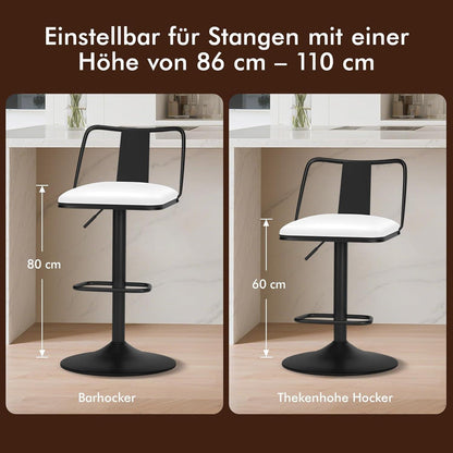 Verstellbarer Barhocker Set (2x) – Weiß, Komfort & Drehfunktion