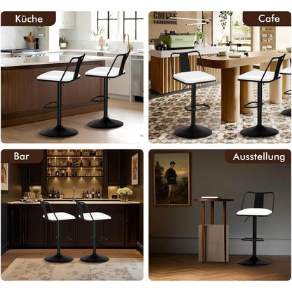 Verstellbarer Barhocker Set (2x) – Weiß, Komfort & Drehfunktion