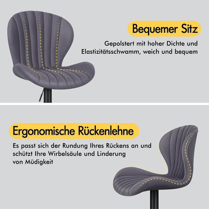 Barhocker Set 2x Höhenverstellbar Grau – Komfortable Küchenhocker