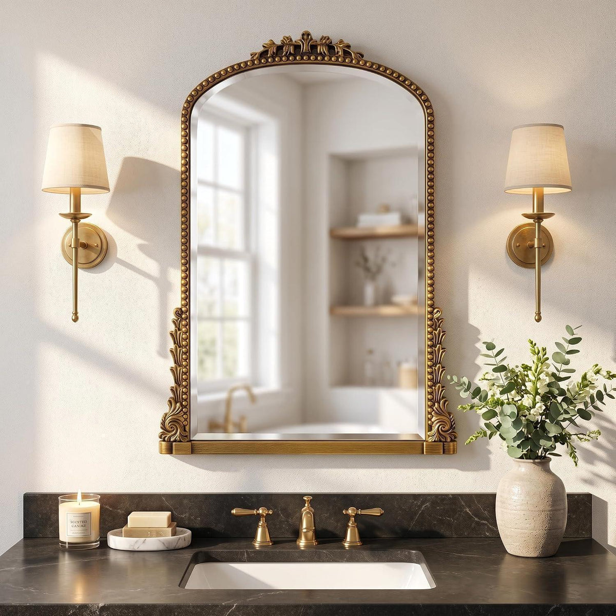 Vintage Wandspiegel 81x61cm, Barock Gold/Kupfer