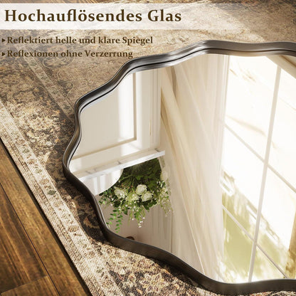 Runder Wandspiegel 90cm mit gewellter Kante & Alurahmen
