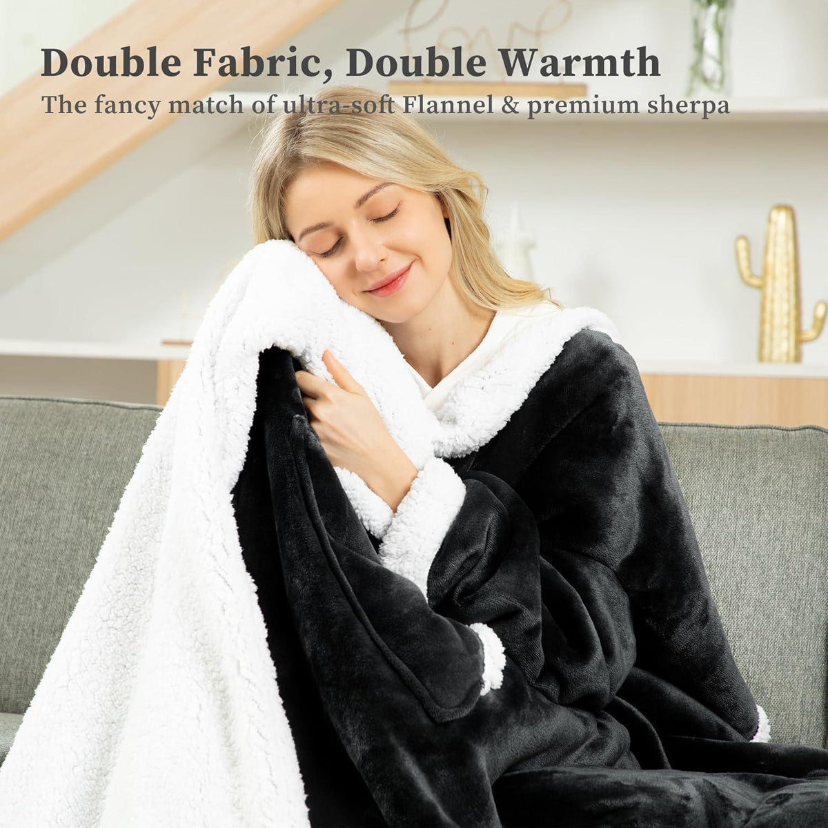 Kuscheldecke mit Ärmeln Schwarz 140x180cm – Warm & Weich
