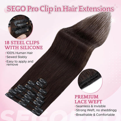 Remy Clip-in Echthaarverlängerung Dunkelbraun 35cm (60g)