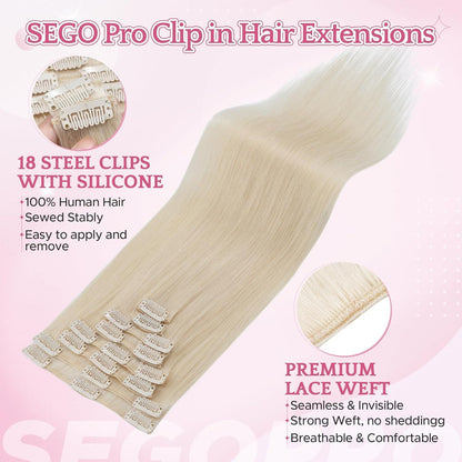 Remy Clip-in Echthaarverlängerung 40cm, 70# Blond Weiß