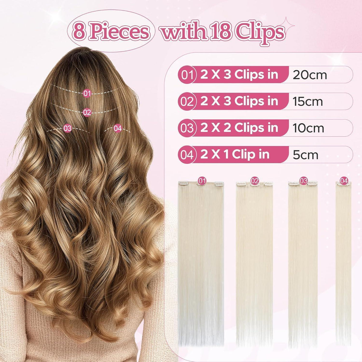 Remy Clip-in Echthaarverlängerung 40cm, 70# Blond Weiß