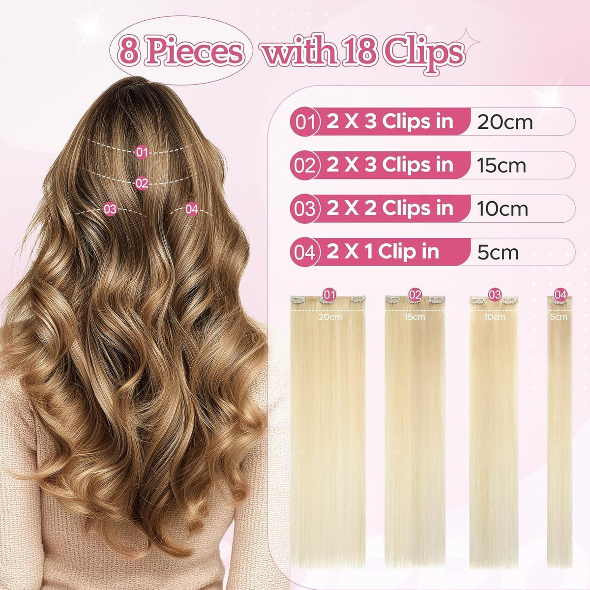 Remy Clip-in Echthaarverlängerung 40cm Hellblond (613#)