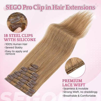 Remy Clip-in Echthaarverlängerung 40cm, 27# Blond Schattiert