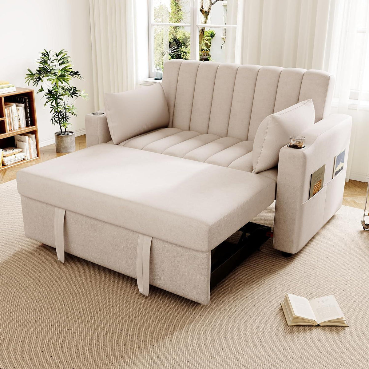2-Sitzer Schlafsofa mit Getränkehaltern & verstellbarer Rückenlehne