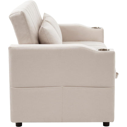 2-Sitzer Schlafsofa mit Getränkehaltern & verstellbarer Rückenlehne