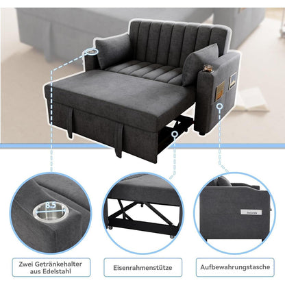 2-Sitzer Schlafsofa mit Getränkehaltern & verstellbarer Rückenlehne