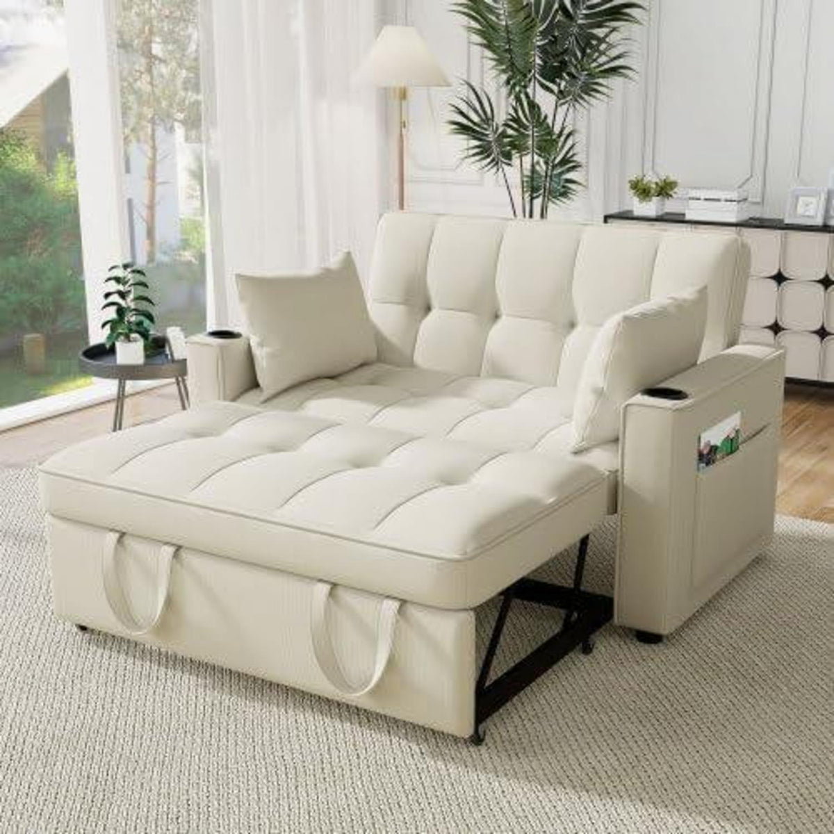 2-Sitzer Schlafsofa mit Bettfunktion & Getränkehaltern