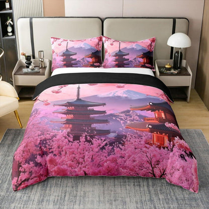 100% Baumwolle Bettwäsche Set Japanischer Stil Kirschblüten Rosa