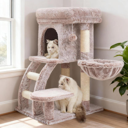 Kratzbaum Katze 75cm mit Höhle, Hängematte & Kletterleiter
