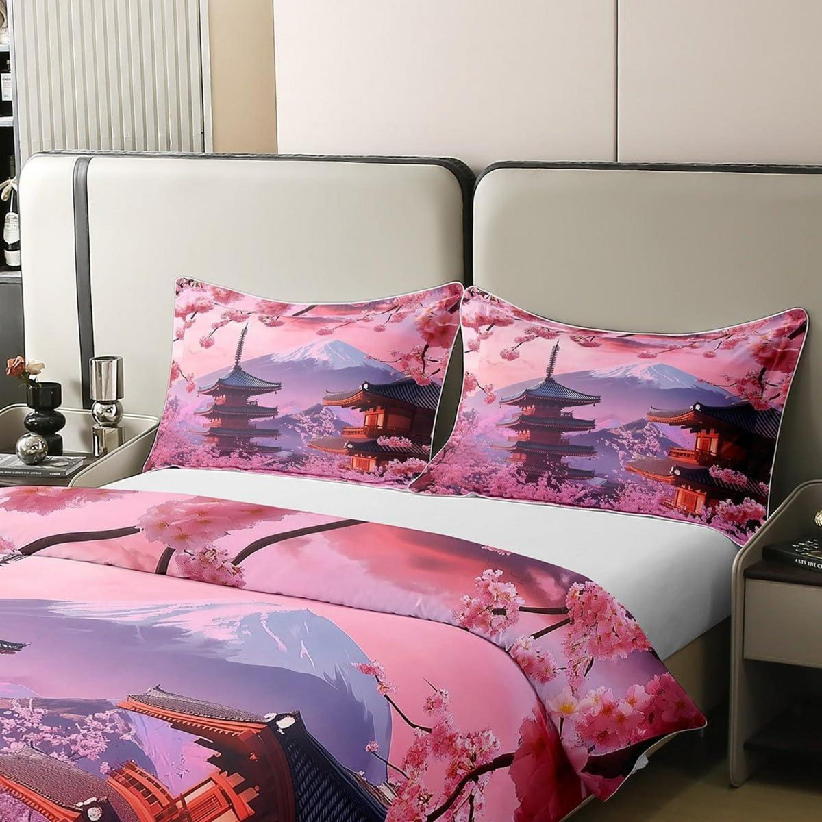 100% Baumwolle Bettbezug Kirschblüten Japanischer Stil Bettwäsche Set
