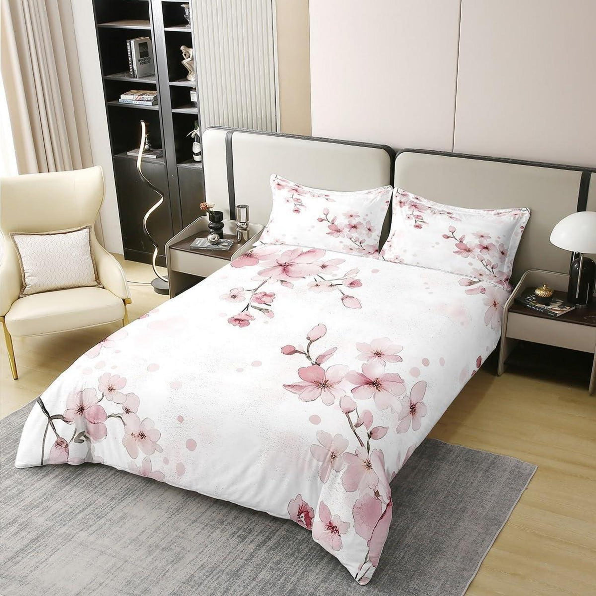 Baumwoll Bettbezug Set Kirschblüten 220x240 Kinder Schlafzimmer