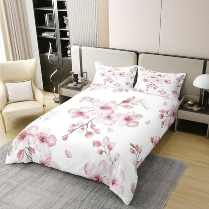 100% Baumwolle Sakura Bettwäsche Set Rosa Weiß 220x240