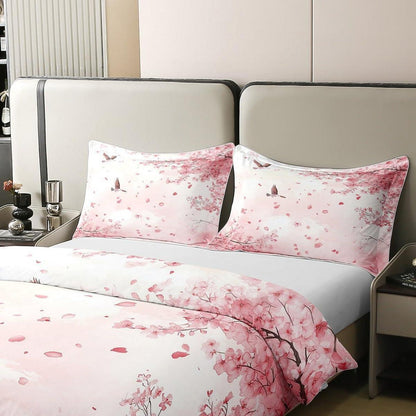 Baumwoll Bettbezug Set Kirschblüten Japanisch Rosa 200x200