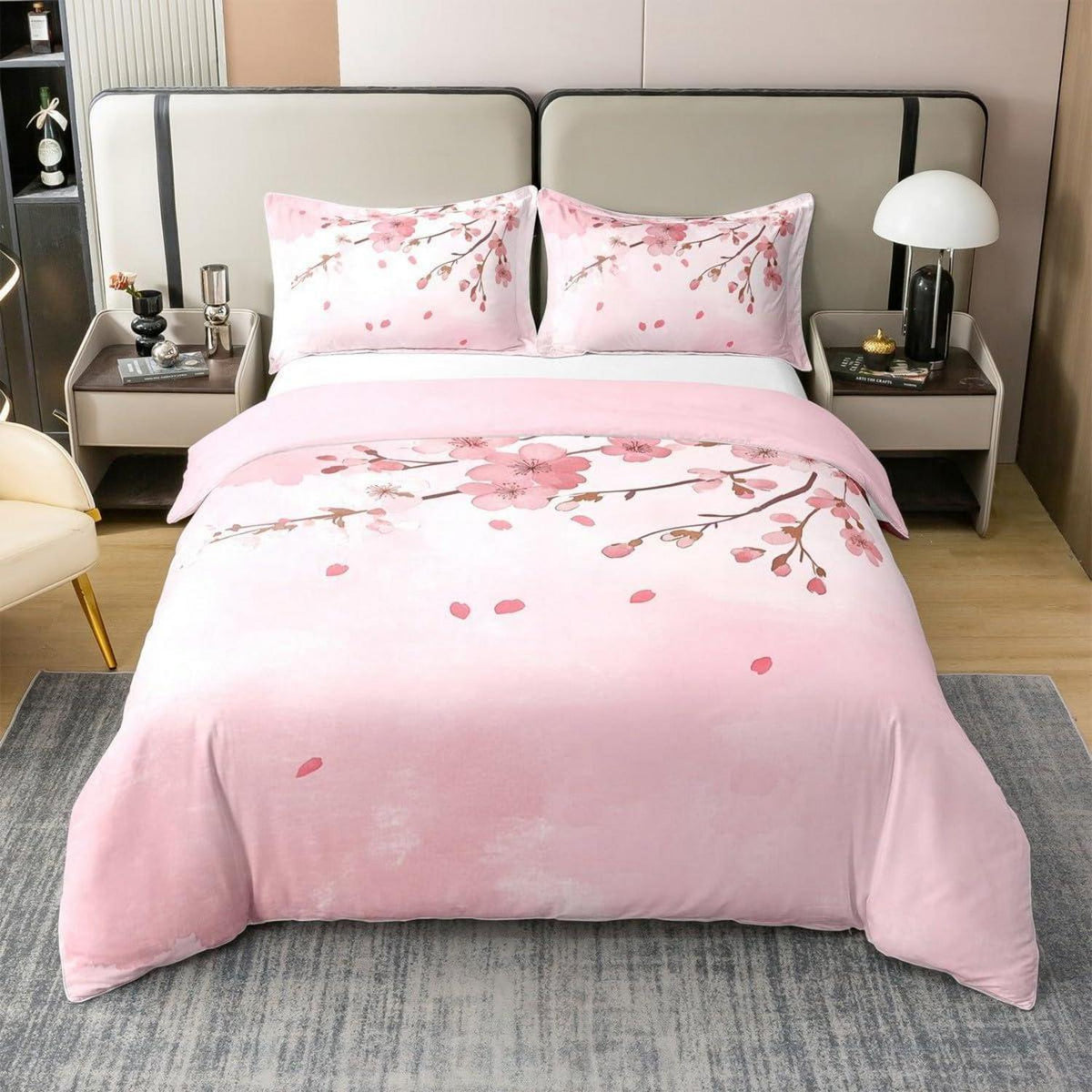 100% Baumwoll Bettbezug Japanische Blumen 135x200 Bettwäsche Set