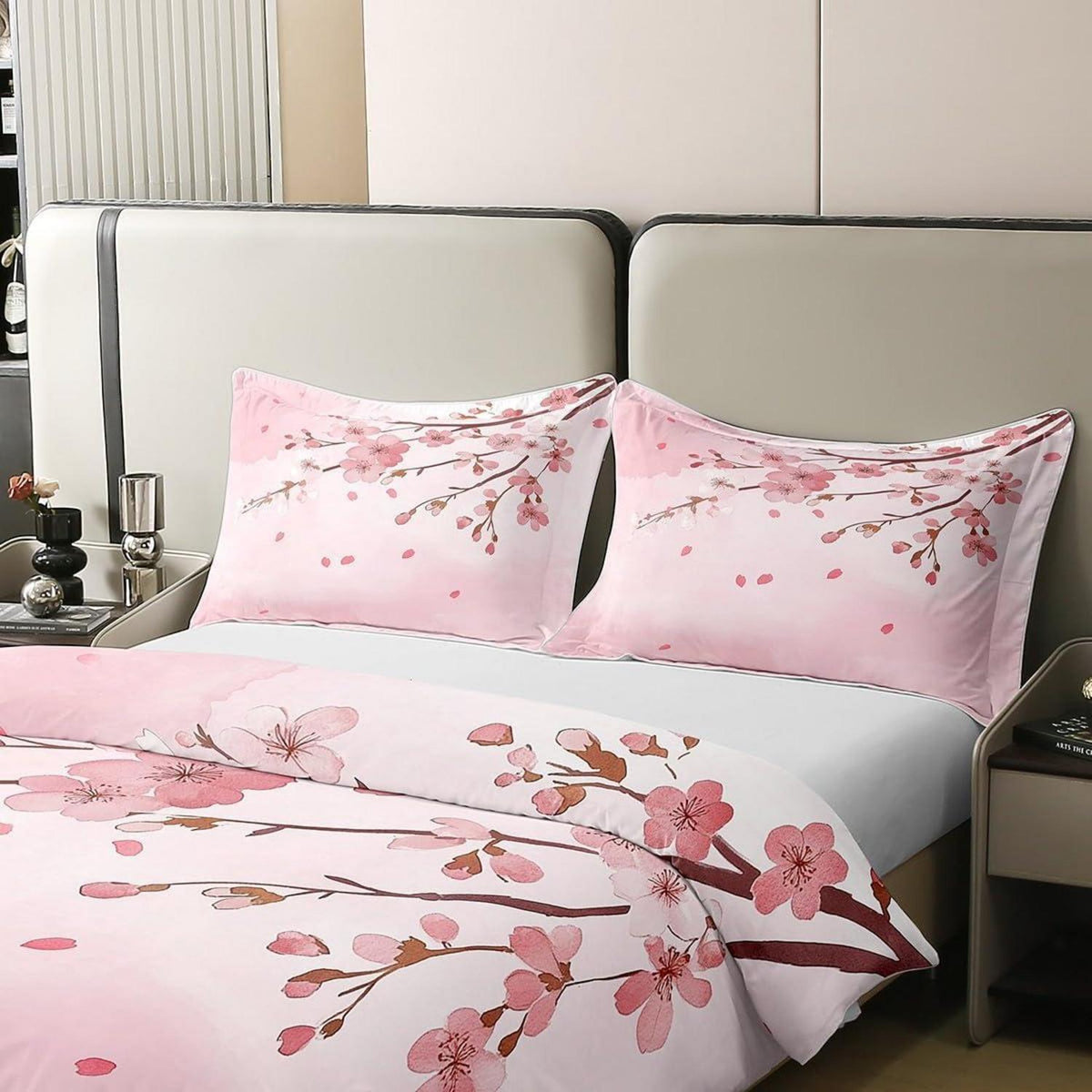 100% Baumwoll Bettbezug Japanische Blumen 135x200 Bettwäsche Set