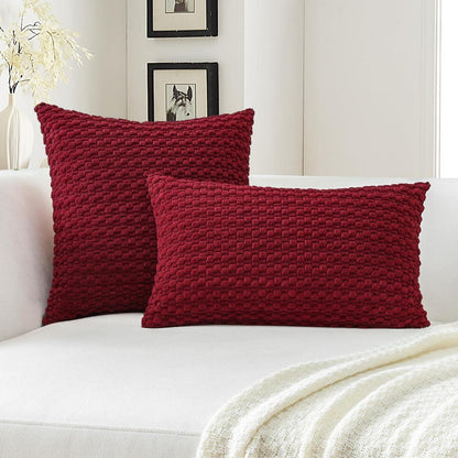 Cord Kissenbezug 40x60cm Burgund - 3D Bubble Boho Deko
