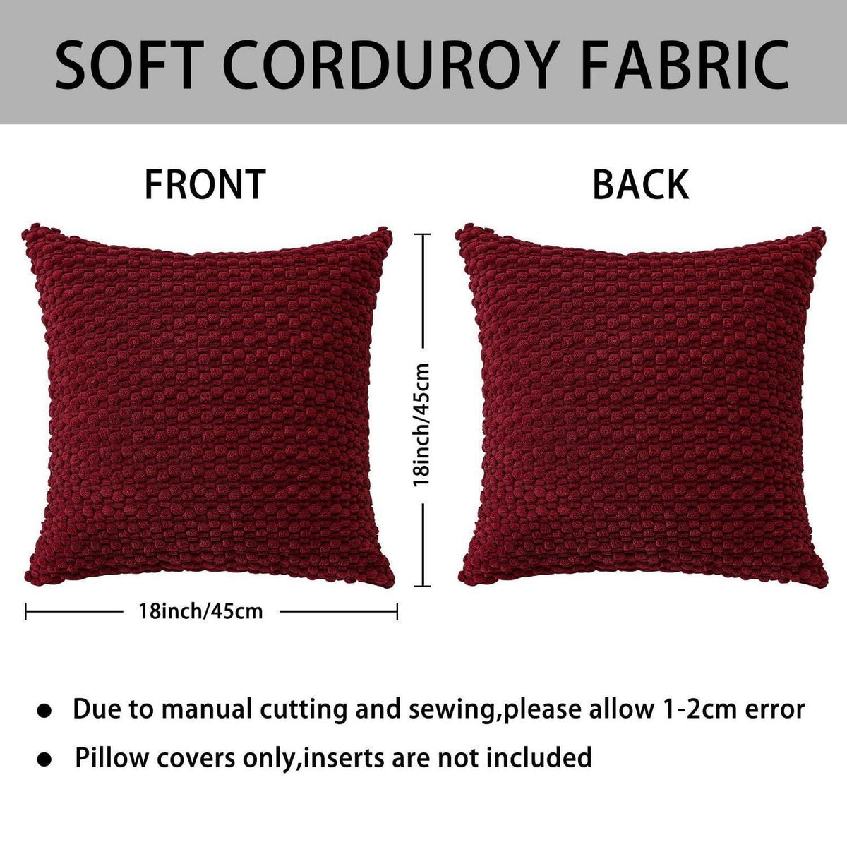 Cord Kissenbezug 45x45cm Burgund - 3D Bubble Boho Deko