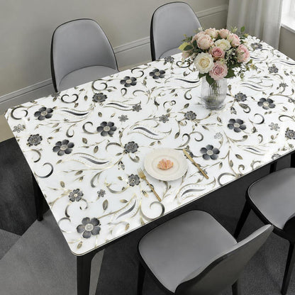 Tischfolie Transparent Blumenmuster 100x200 cm – Rutschfest & Kratzfest