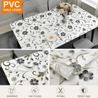 Tischfolie Transparent Blumenmuster 90x180 cm – Rutschfest & Kratzfest
