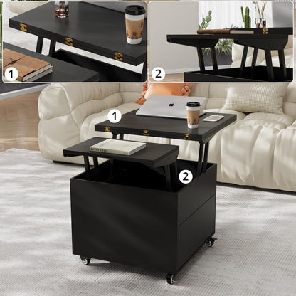 Höhenverstellbarer Couchtisch 120x60cm – Schwarz & Multifunktional