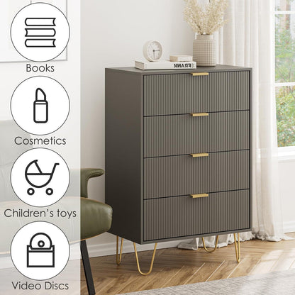 Moderne Kommode mit 4 Schubladen & Goldbeinen – Grau