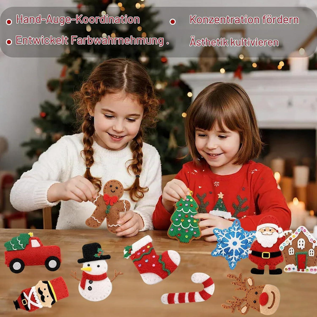 Nähset Weihnachten für Kinder – 12teilig mit Zubehör