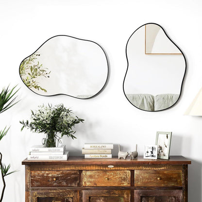 Asymmetrischer Wandspiegel mit Metallrahmen & HD-Glas