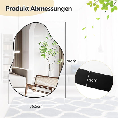 Asymmetrischer Wandspiegel mit Metallrahmen & HD-Glas