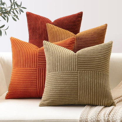 Cord Kissenbezüge 60x60 cm - Braun Rost, 4er Set