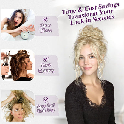 2x Messy Bun Haarteil – Helles Aschblond & Blond