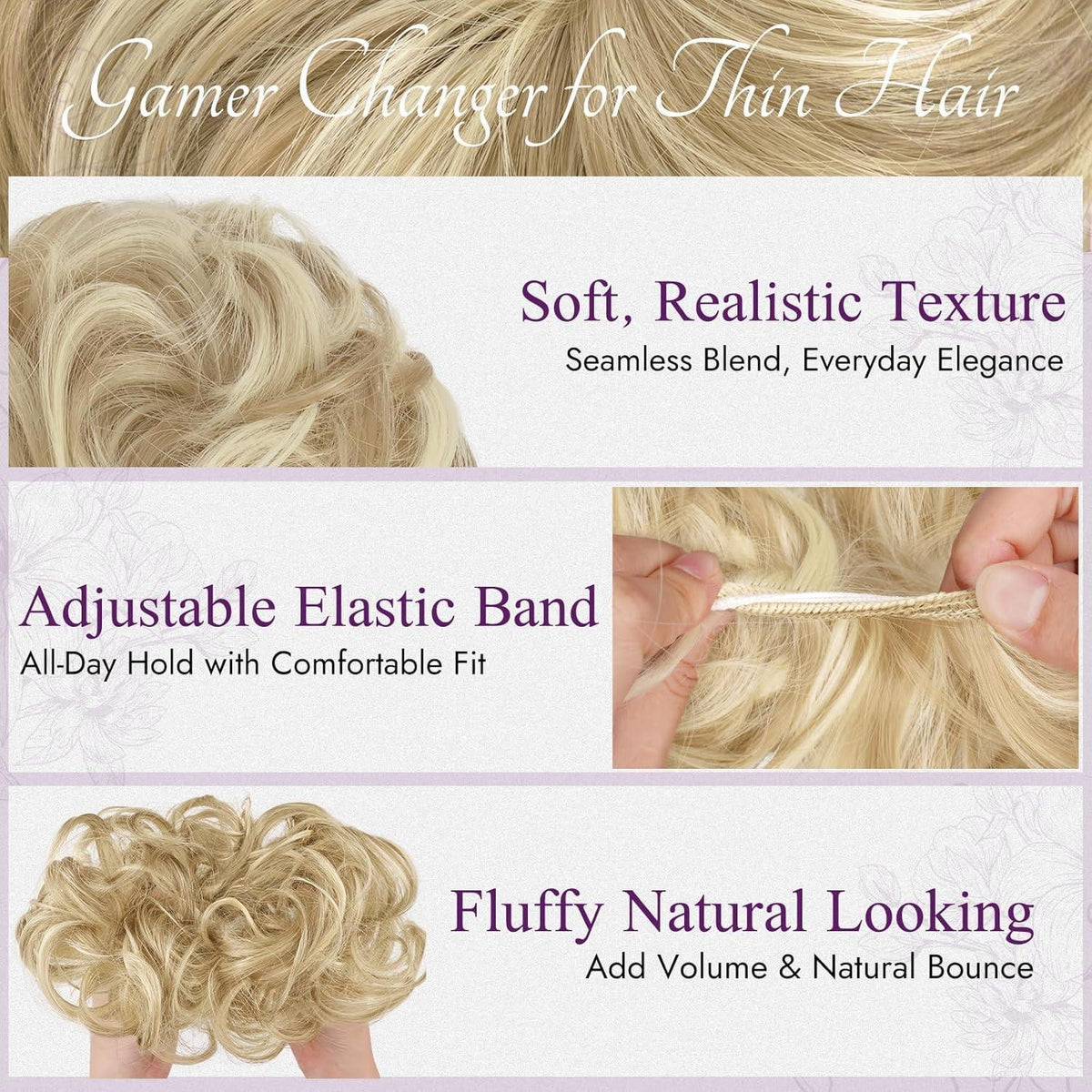 2x Messy Bun Haarteil – Helles Aschblond & Blond