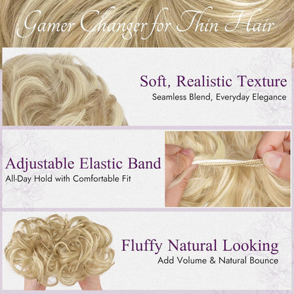 2x Messy Bun Haarteil – Helles Aschblond & Blond