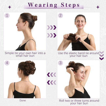 2x Messy Bun Haarteil – Helles Aschblond & Blond