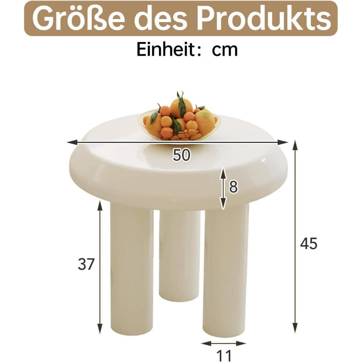 Moderner Beistelltisch rund – Weißer Couchtisch mit 3 Beinen