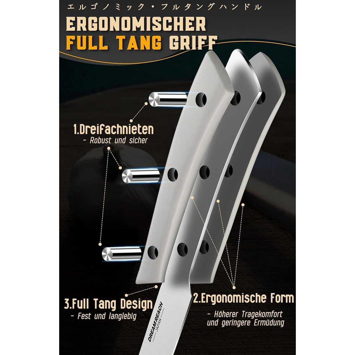 Steakmesser Set 8-teilig | Extra Scharfes Edelstahl-Besteck Silberweiß