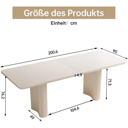 Guyii Esstisch Cremeweiß 200 cm – Moderner Küchentisch