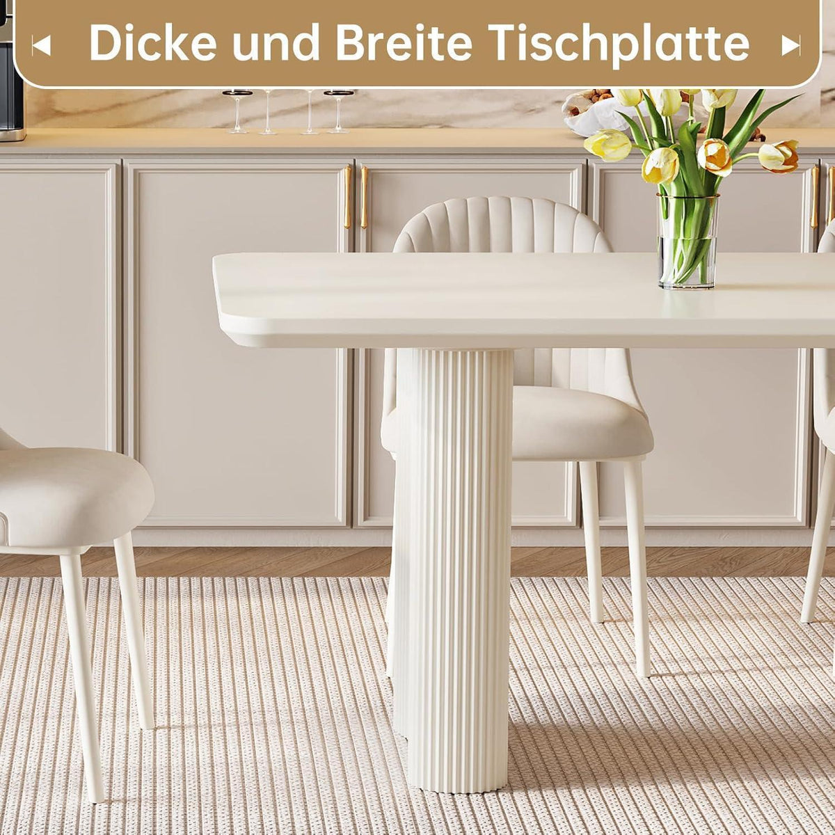 Guyii Esstisch Cremeweiß 200 cm – Moderner Küchentisch