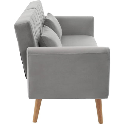 2-Sitzer Schlafsofa mit Samtbezug & verstellbarer Rückenlehne