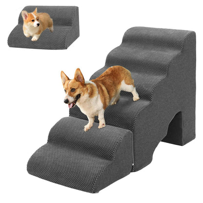 Hundetreppe 60cm – 6 Stufen für Bett & Sofa, Grau