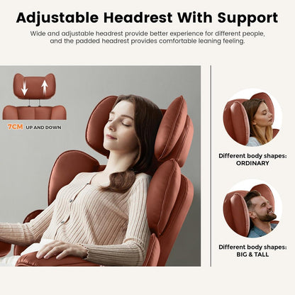 Ergonomischer Bürostuhl mit Fußstütze & Lendenwirbelstütze (Braun)