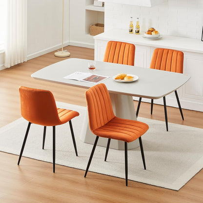 Samt Esszimmerstühle 6er Set – Gepolsterte Lounge Stühle Orange