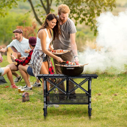 Aluminium Campingtisch 64x40cm, 2 Höhen, mit Netz & Tasche