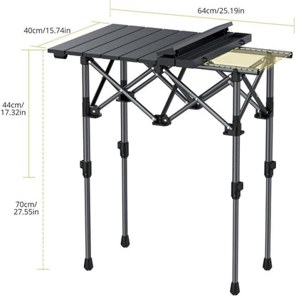 Aluminium Campingtisch 64x40cm, 2 Höhen, mit Netz & Tasche